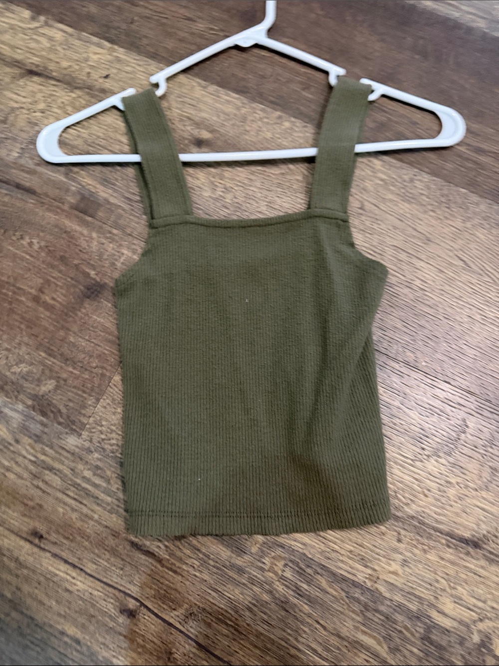 American Eagle Outfitters Olive Ribbed Square-Neck Tank